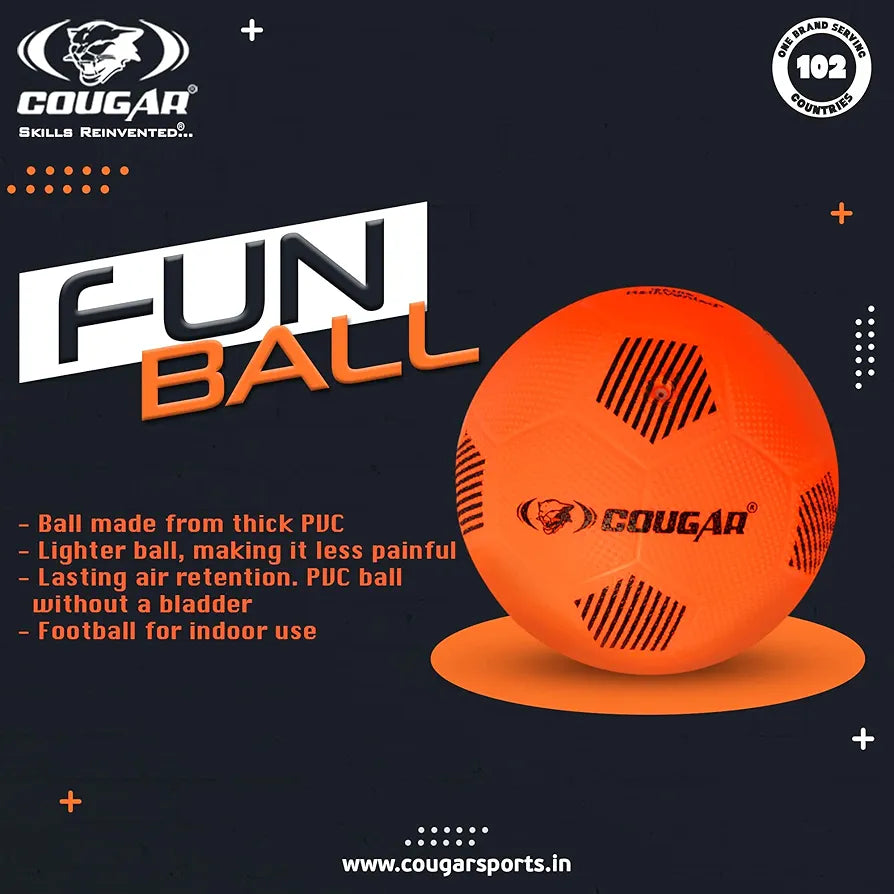 COUGAR Fun Ball for Indoor Play | Lightweight PVC Football with Thick Material and Long Air Retention | No Bladder Training Ball for Kids Size 1 and Recreational Use