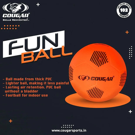 COUGAR Fun Ball for Indoor Play | Lightweight PVC Football with Thick Material and Long Air Retention | No Bladder Training Ball for Kids Size 1 and Recreational Use