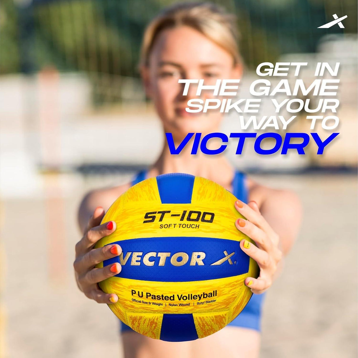Vector X ST-100 Soft Touch PU Rubber Pasted 18 Panel Volleyball (Size-4)