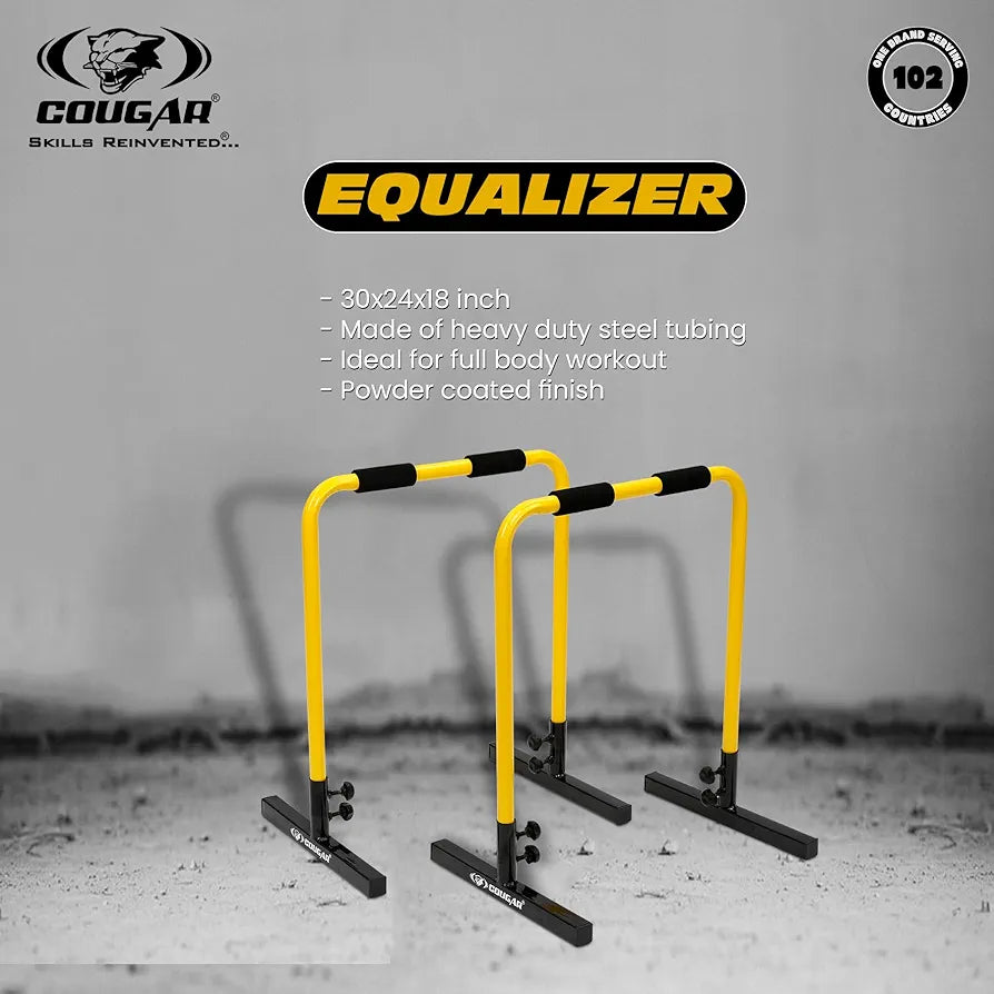 COUGAR Fitness Equalizer Yellow Dip Bars Stand, Home/Gym Gymnastic Bars for Dipping, Dip Station for Pull Ups, Parallel Bars, Parallettes, Great for Push Ups and Strength Training for Men/Women