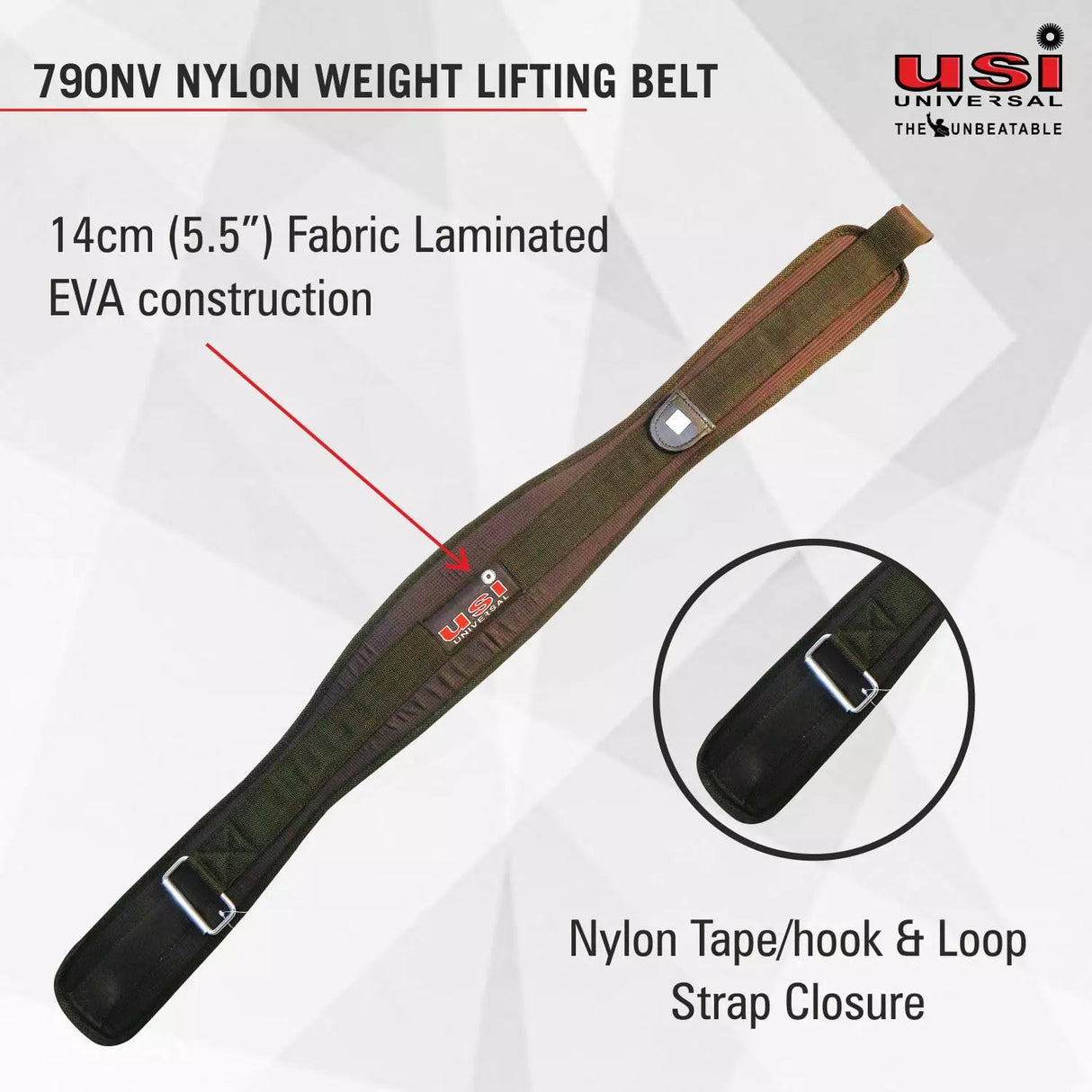 Nylon Velcro Weight Lifting Belt - 790NV USI | Kibi Sports