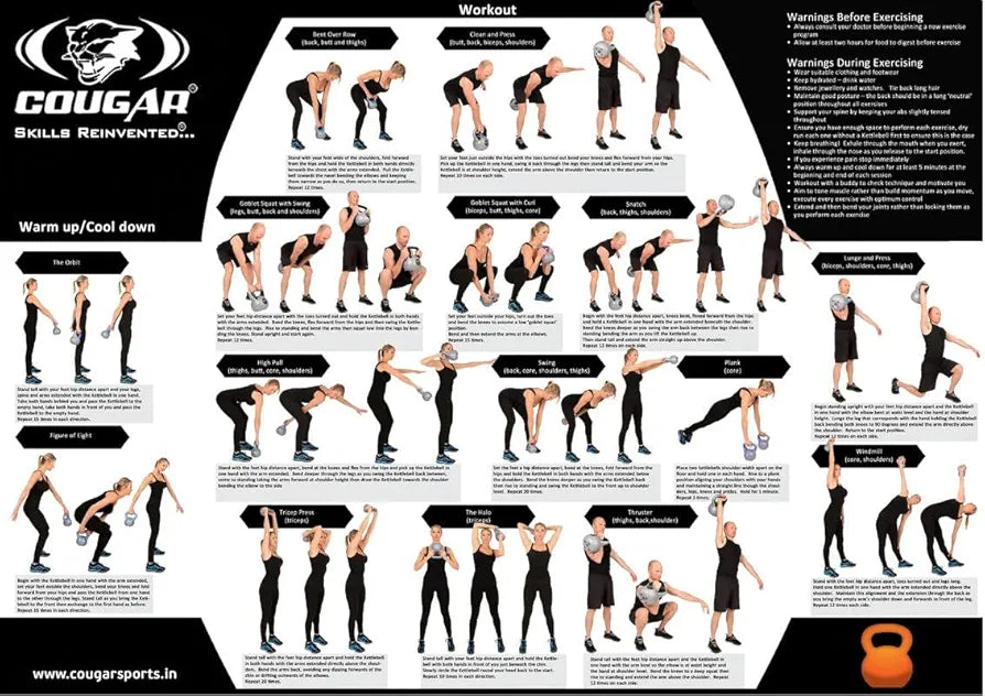 COUGAR 10kg Vinyl Kettlebell for Home Gym & Strength Training | Cast Iron Core with Vinyl Coating | Wide Non-Slip Handle | Ideal for CrossFit, Full Body Workouts, Cardio & Functional Fitness