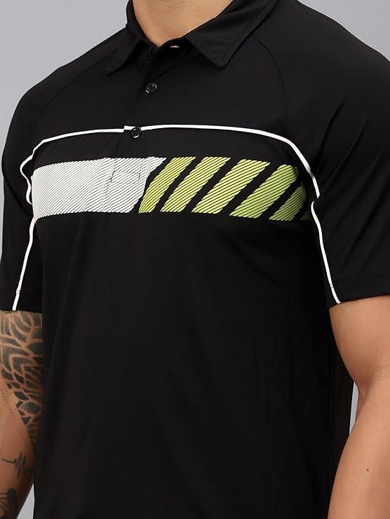 Vector X Mens Printed Polo Collar Neck Stylish Polyester T-Shirts
