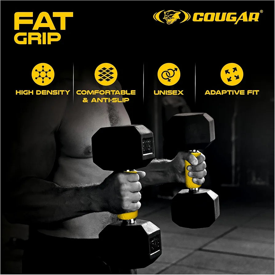 COUGAR Rubber Thick Bar Grips Turns Barbell Hand/Fitness Grip