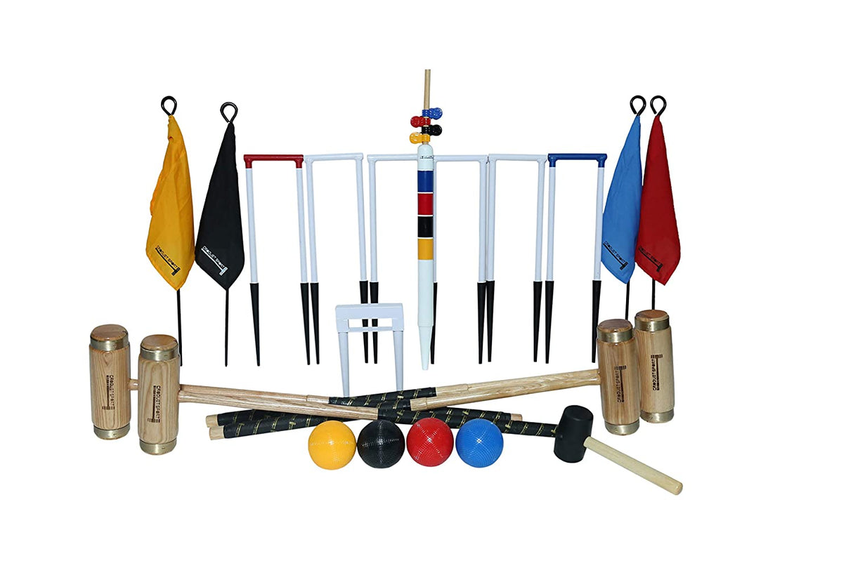 Synco Croquet Sport Elite Croquet Set 4 Player, Elite Set with Croquet Balls and Accessories (38 Inch), Perfect for Lawn, Backyard, Parks and Gardens for Fun, Party and Family Games.