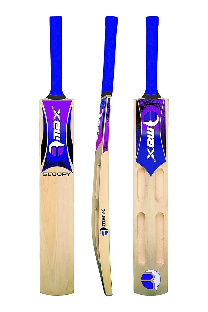 R-Max Tennis Ball Kashmir Willow Cricket Bat with Scoop Design, Kashmir Willow, Light Weight, Tennis & Rubber Ball, Bat Cover 