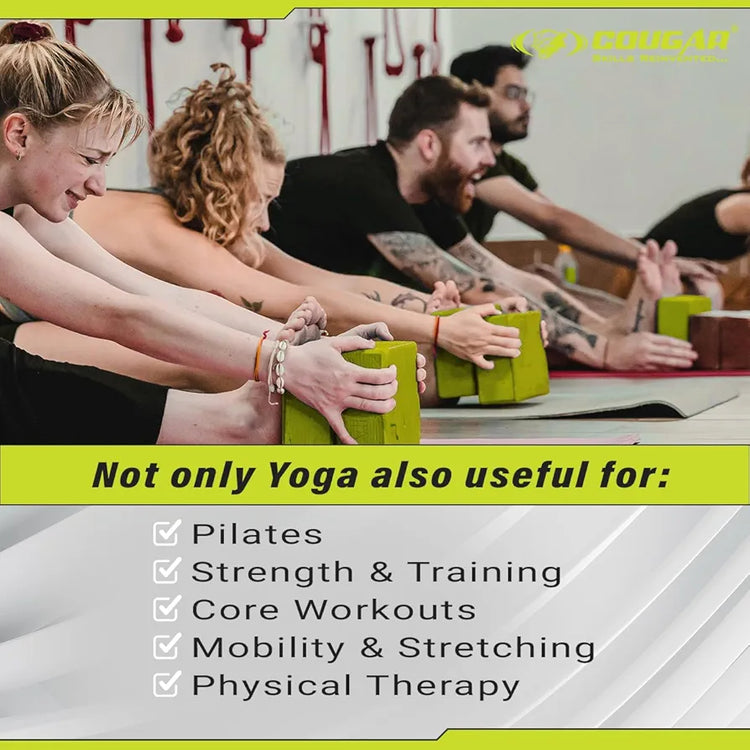 COUGAR Yoga Block | Yoga Brick Set of 1, High Density Premium EVA Foam Material, Odour Resistant, Soft Surface for balance, support & performance