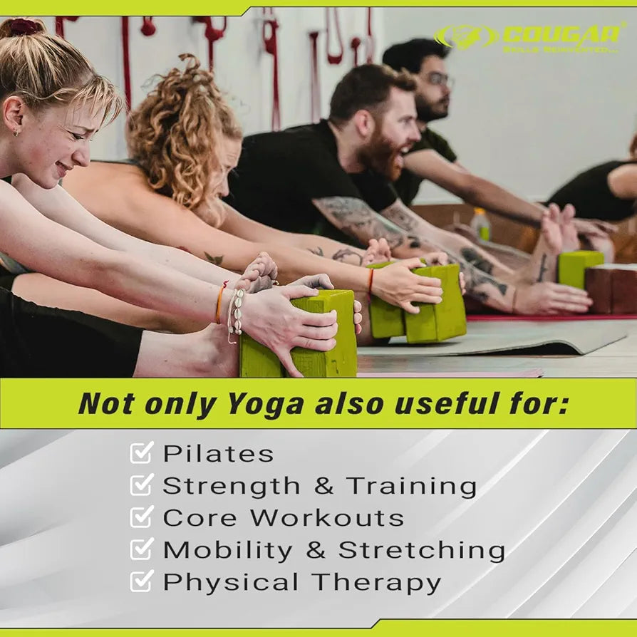 COUGAR Yoga Block | Yoga Brick Set of 1, High Density Premium EVA Foam Material, Odour Resistant, Soft Surface for balance, support & performance