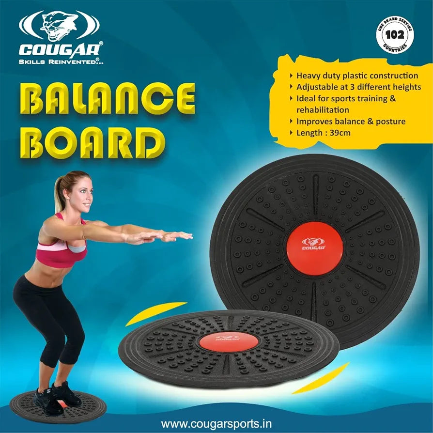 Cougar Fitness Balance Board Wobble Fitness Fit Exercise Tilt Stability Balancing Rocker Board Trainer Abs Legs Core Workout Non-Slip Safety Surface