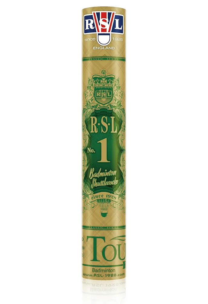 RSL Tourney No. 1 Badminton Shuttlecock | High Altitude | Ideal for Major World Events | Tube of 12 | Material: Feather | Size: Standard | Speed: 77 | Color: Green