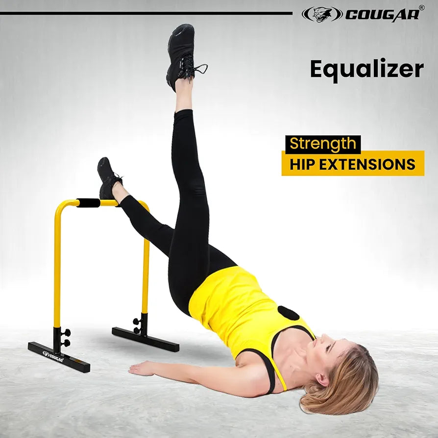 COUGAR Fitness Equalizer Yellow Dip Bars Stand, Home/Gym Gymnastic Bars for Dipping, Dip Station for Pull Ups, Parallel Bars, Parallettes, Great for Push Ups and Strength Training for Men/Women