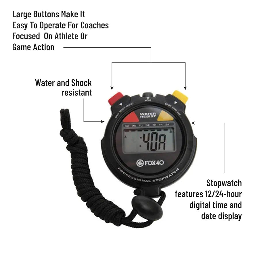 FOX 40 Plastic Whistle + Stopwatch  