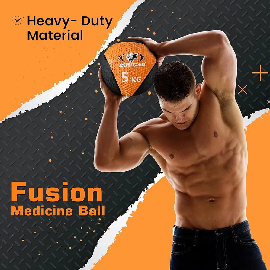 COUGAR Fusion Medicine Ball 4kg for Functional Strength & Core Training – Non-Slip Grip, Soft Surface Weighted Ball for Full Body Workouts, Crossfit, Rehab & Home Gym Fitness Equipment