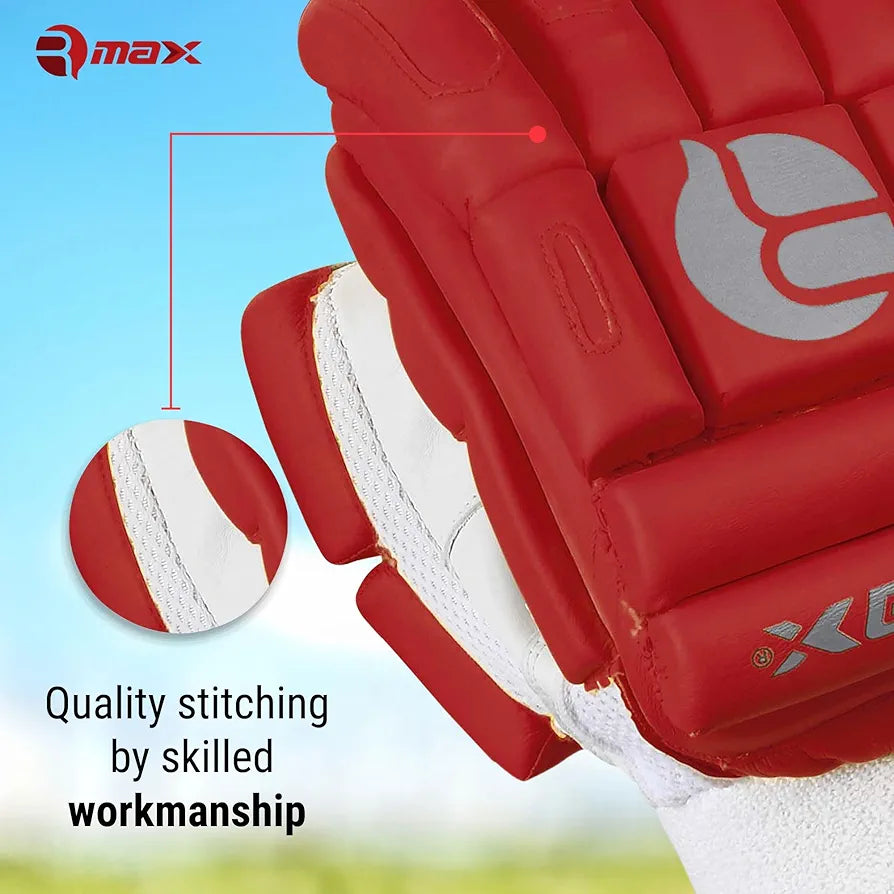 RMAX Unisex Leather & PU Cricket Batting Gloves Superior Grip, Optimum Protection, Ventilated Palm, Lightweight Design  