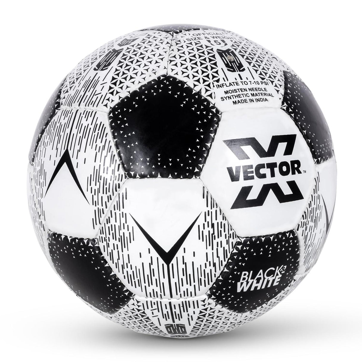Vector X Black & White Football/Rubberized Hand Stitched Football/32 Panel/Suitable for Hard Ground Without Grass/Training Football/for Men/Women/Size - 5 (Black/White)