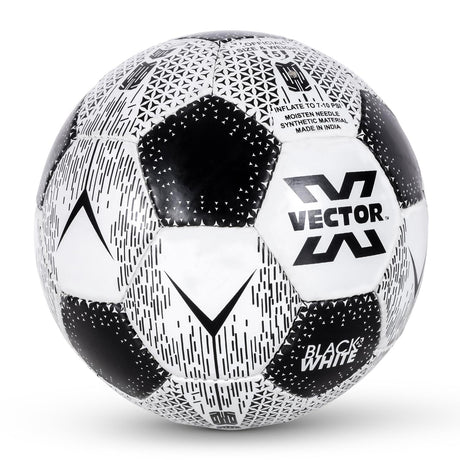 Vector X Black & White Football/Rubberized Hand Stitched Football/32 Panel/Suitable for Hard Ground Without Grass/Training Football/for Men/Women/Size - 5 (Black/White)