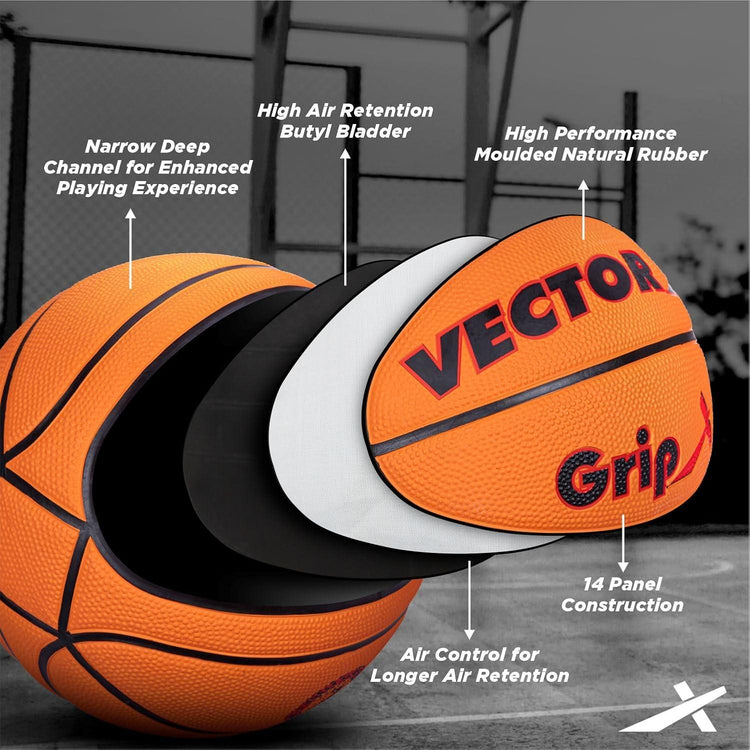 Vector X GRIP X Cellular 14 Panels Basketball with Free Air Needle (Color : Orange)