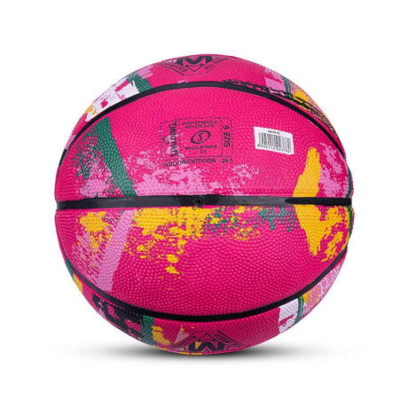 Spalding 8 Panel Marble Rubber Moulded Indoor/Outdoor Basketball with Butyl Bladder, Black, Size: 7 (Suitable for Practice/Match/Training) + Free Air Needle