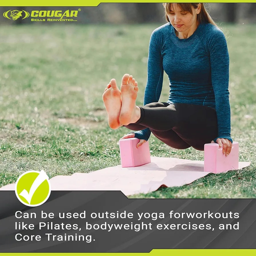 COUGAR Yoga Block | Yoga Brick Set of 1, High Density Premium EVA Foam Material, Odour Resistant, Soft Surface for balance, support & performance