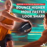 Vector X 8 Panel Striker Rubber Moulded Indoor Outdoor Game Ball with Needle, Street Basketball for Men, Adults & Youth, Official Size 7, Black/Orange Colour