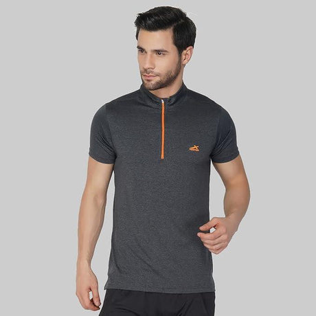 Vector X Mens Gym Fitness Body Fit Ban-collar T-shirt Jersey