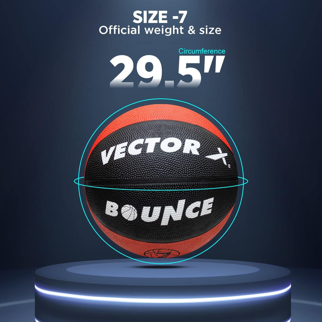 Vector X Bounce Rubber Moulded Basketball with Free Air Needle (Size-7)