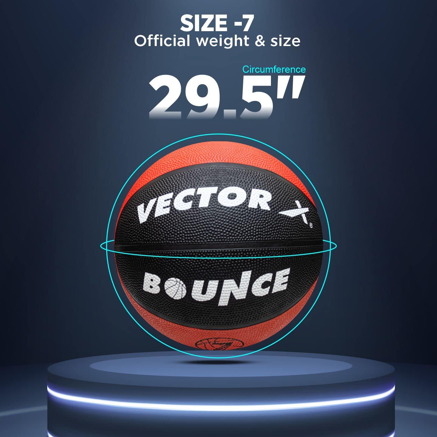 Vector X Bounce Rubber Moulded Basketball with Free Air Needle (Size-7)