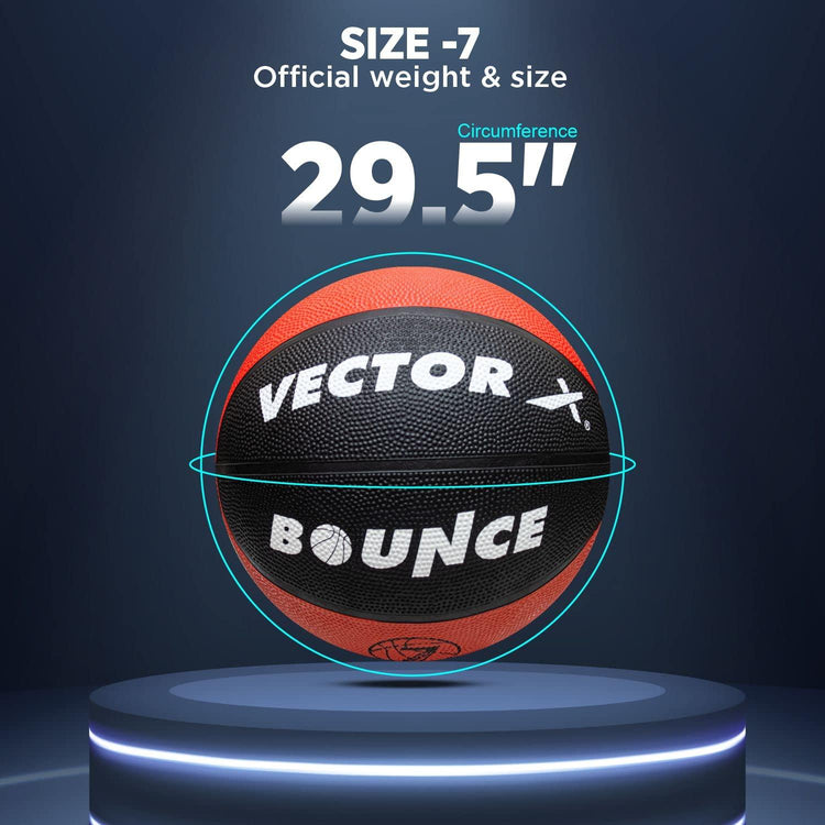 Vector X Bounce Rubber Moulded Basketball with Free Air Needle (Size-7)
