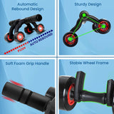 Vector X 4 Wheel Ab Roller with Knee Mat Home Gym Boxing Exercise Workout Equipment
