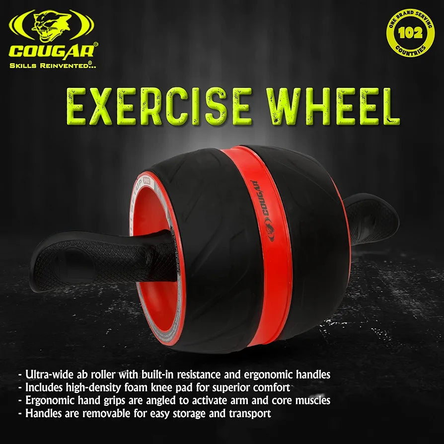 Cougar Ultra-Wide Abdominal Ab Roller Wheel Exercise Equipment for Workout, Exercise Wheel with Built in Resistance and High Density Foam Knee Pad for Abs Workout
