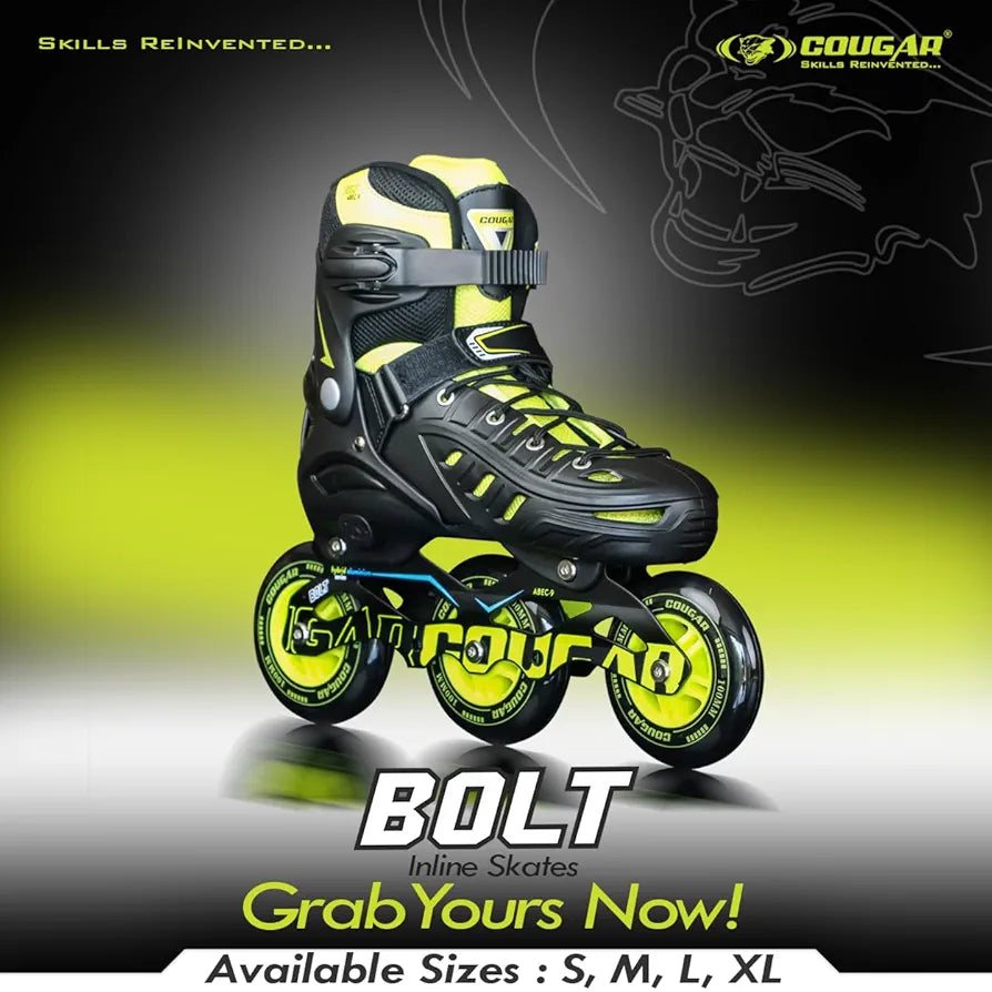 COUGAR Bolt ABEC-9 Inline Skates for Adults | Adjustable Sizes S 