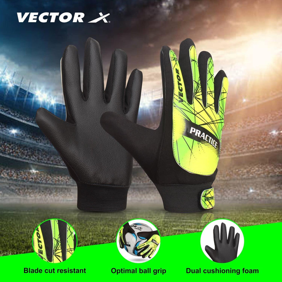 VECTOR X Practice Goalkeeping Gloves (Black, Green)