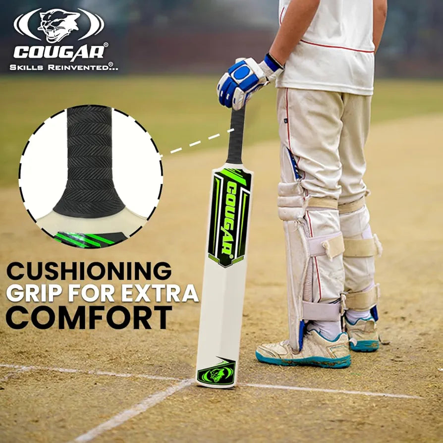 COUGAR SLOG XG100 Heavy Plastic Cricket Bat for Adults Plastic Tennis Cricket Bat with Grip for Gully Cricket, Tournament Match Standard Full Size Bat for Cricket - White- Size - 8 