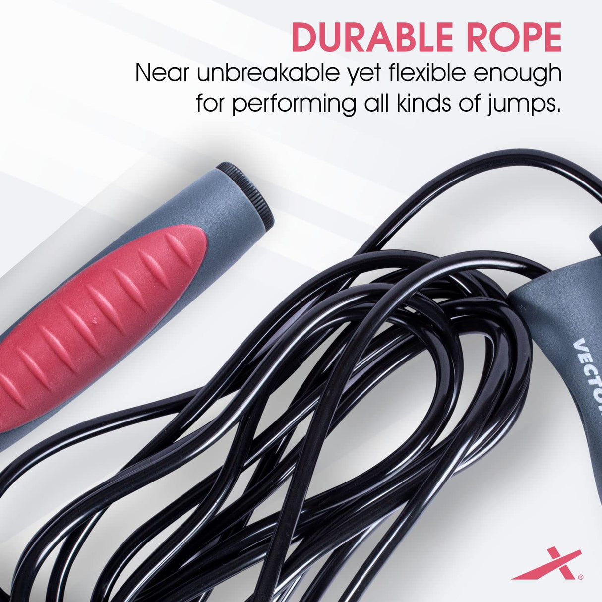 Vector X IR-97132 Skipping Jump Rope for Speed Skipping. Lightweight Jump Rope for Women, Men, and Kids(Pink-Grey)