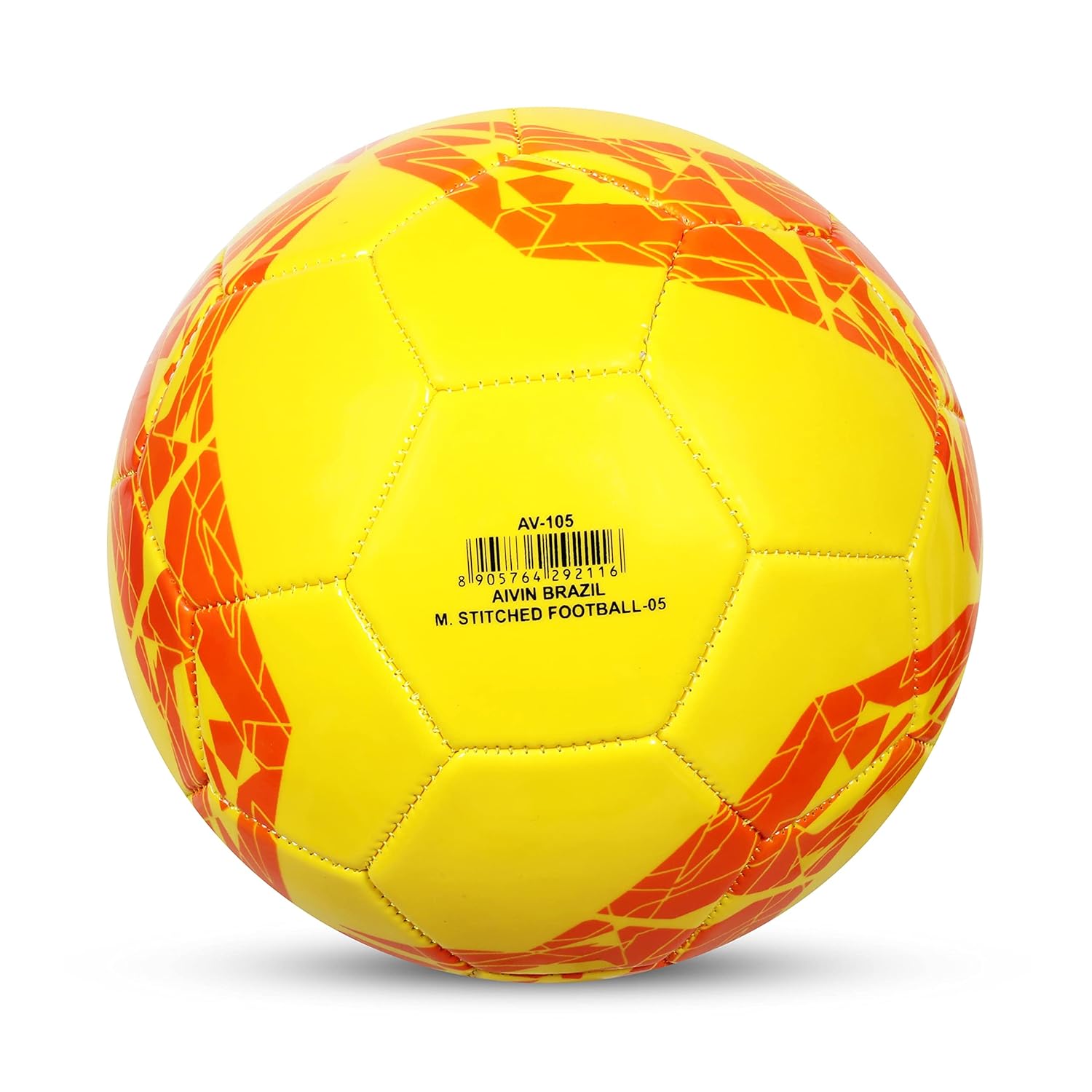 Aivin Brazil Machine Stitched Football Game, for Training, Match, Sports, Playing, Outdoor Ball, Durable & Water Resistance Football for Practice, 32 Panel, Size-5 (Yellow)