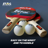 STAG GLOBAL(2024 Model) 1 Star Table Tennis Playset 2 Rackets & 3 Balls (Ball Colour - White)