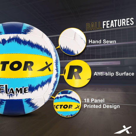 Vector X Flame Hand sewn Volleyball With Pump (18panels)