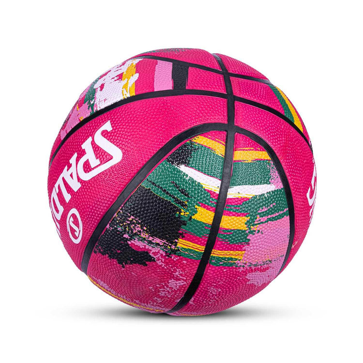 Spalding 8 Panel Marble Rubber Moulded Indoor/Outdoor Basketball with Butyl Bladder, Black, Size: 7 (Suitable for Practice/Match/Training) + Free Air Needle