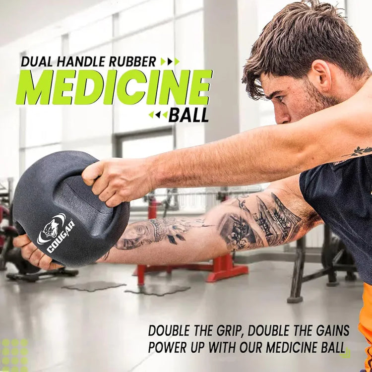COUGAR Dual Handle Rubber Moulded Medicine Ball for Intense Workout, 5 KG