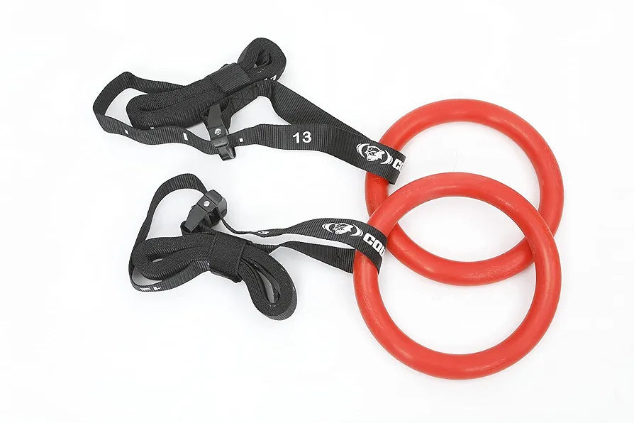 COUGAR Suspension Gymnastic Rings, Olympic Gym Rings with Heavy Duty Adjustable Straps for Gym, Cross Training, Strength Training, Pull Ups and Dips for Men/Women, Black