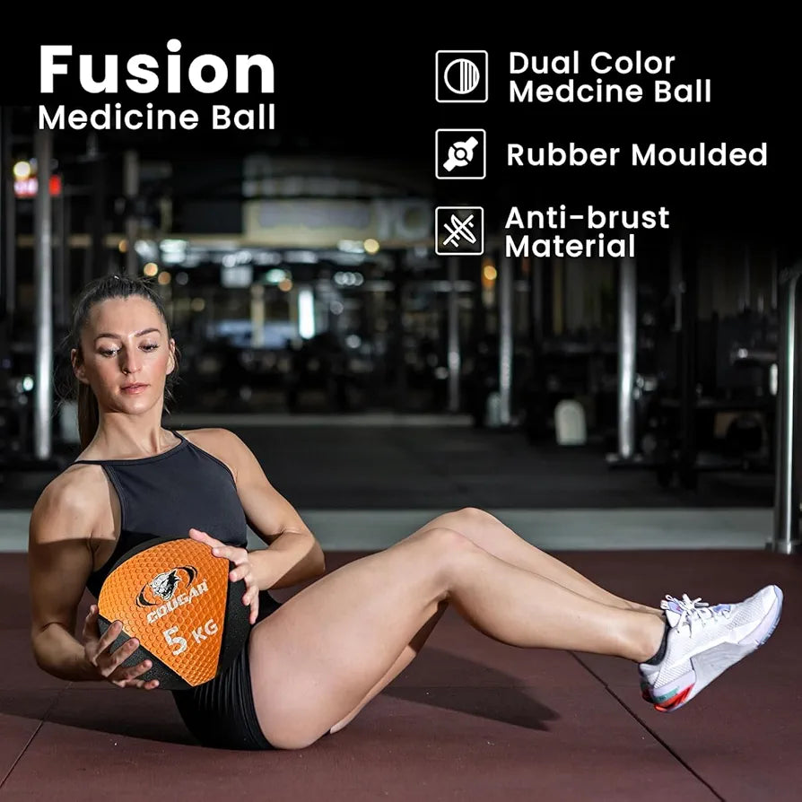 COUGAR Fusion Medicine Ball 4kg for Functional Strength & Core Training – Non-Slip Grip, Soft Surface Weighted Ball for Full Body Workouts, Crossfit, Rehab & Home Gym Fitness Equipment