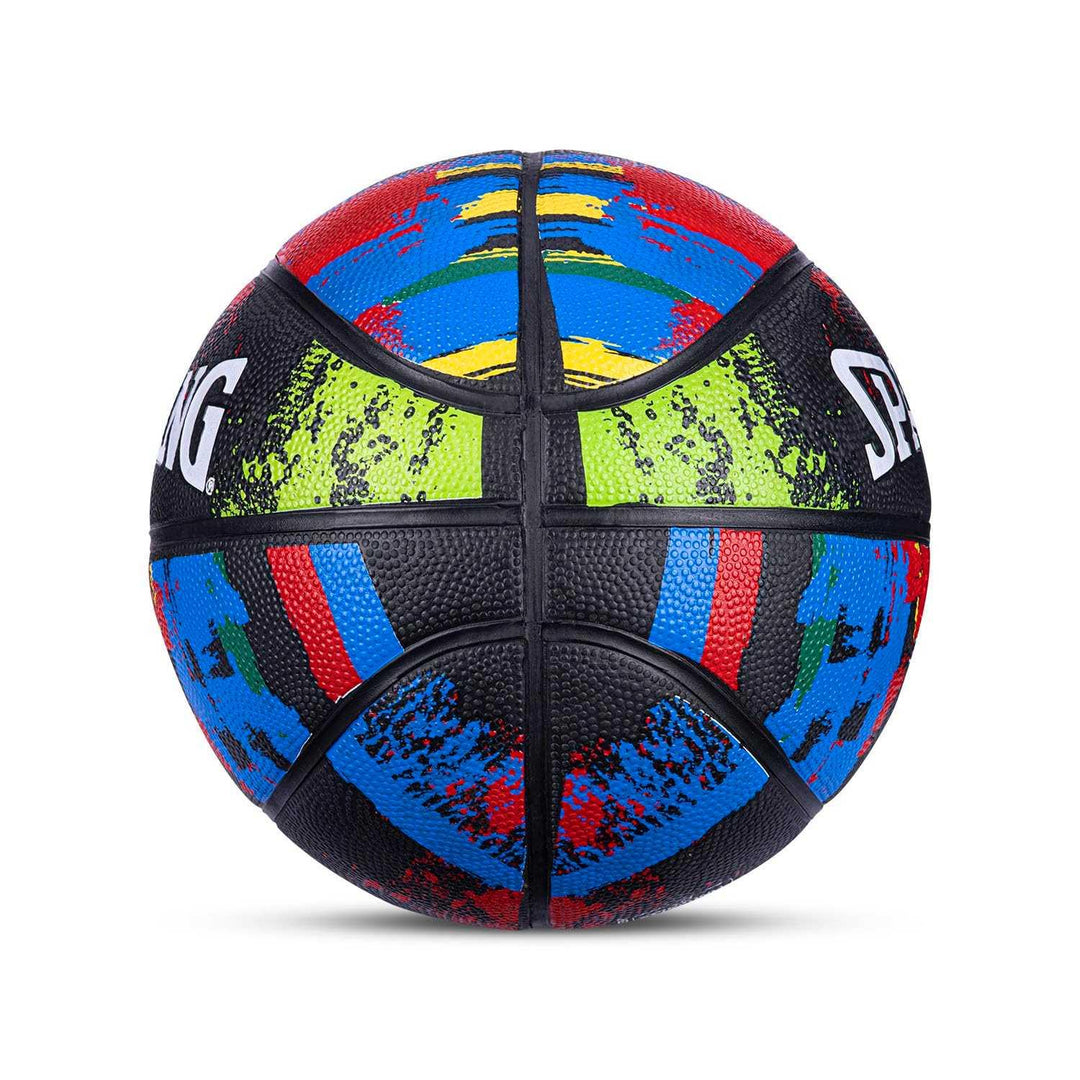 Spalding 8 Panel Marble Rubber Moulded Indoor/Outdoor Basketball with Butyl Bladder, Black, Size: 7 (Suitable for Practice/Match/Training) + Free Air Needle