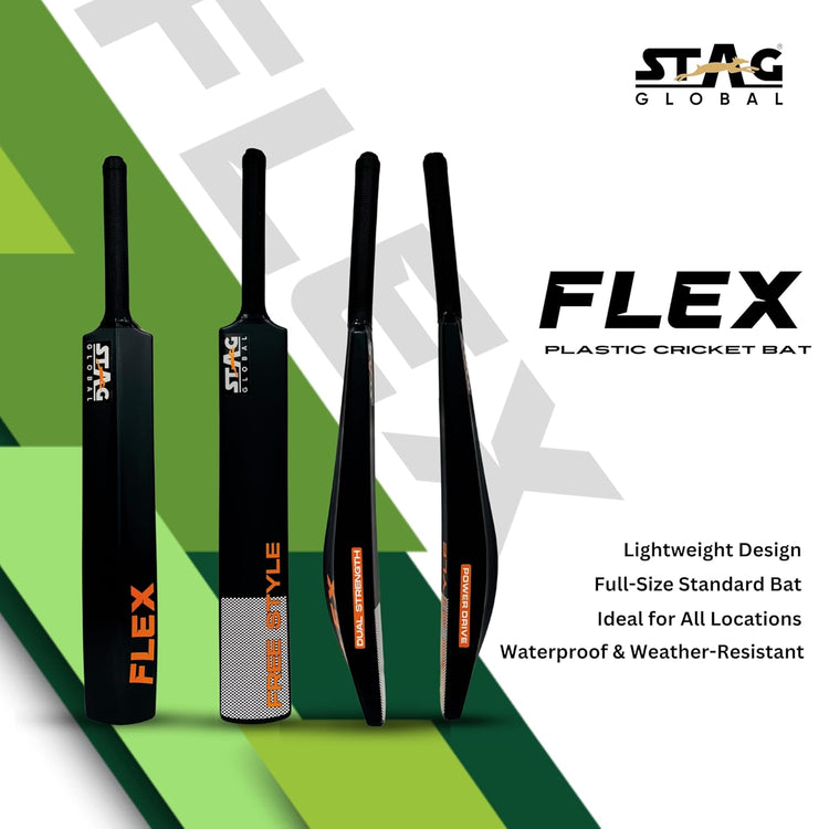 STAG GLOBAL Full-Size Plastic Flex Cricket Bat | Lightweight, Durable & Easy-to-Handle for Tennis Ball Cricket