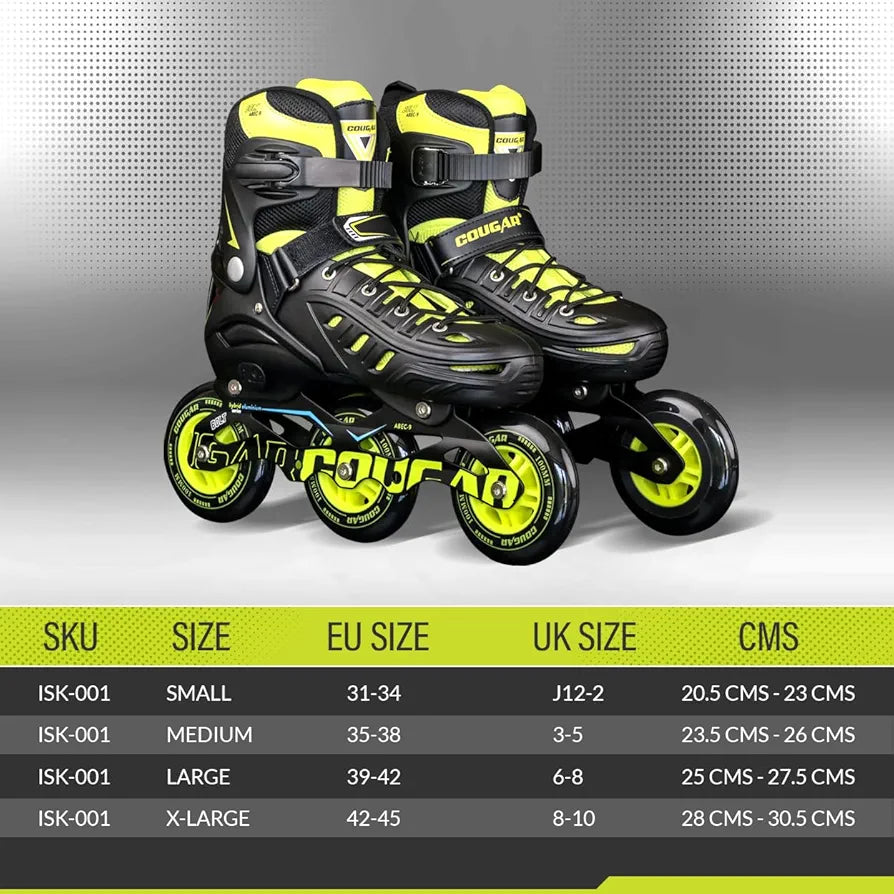COUGAR Bolt ABEC-9 Inline Skates for Adults | Adjustable Sizes S 