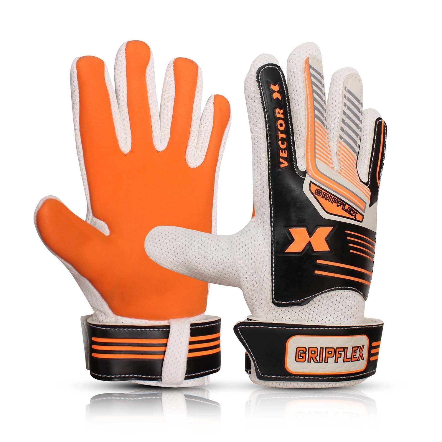 VECTOR X Gripflex Goalkeeping Gloves (White, Black, Orange)
