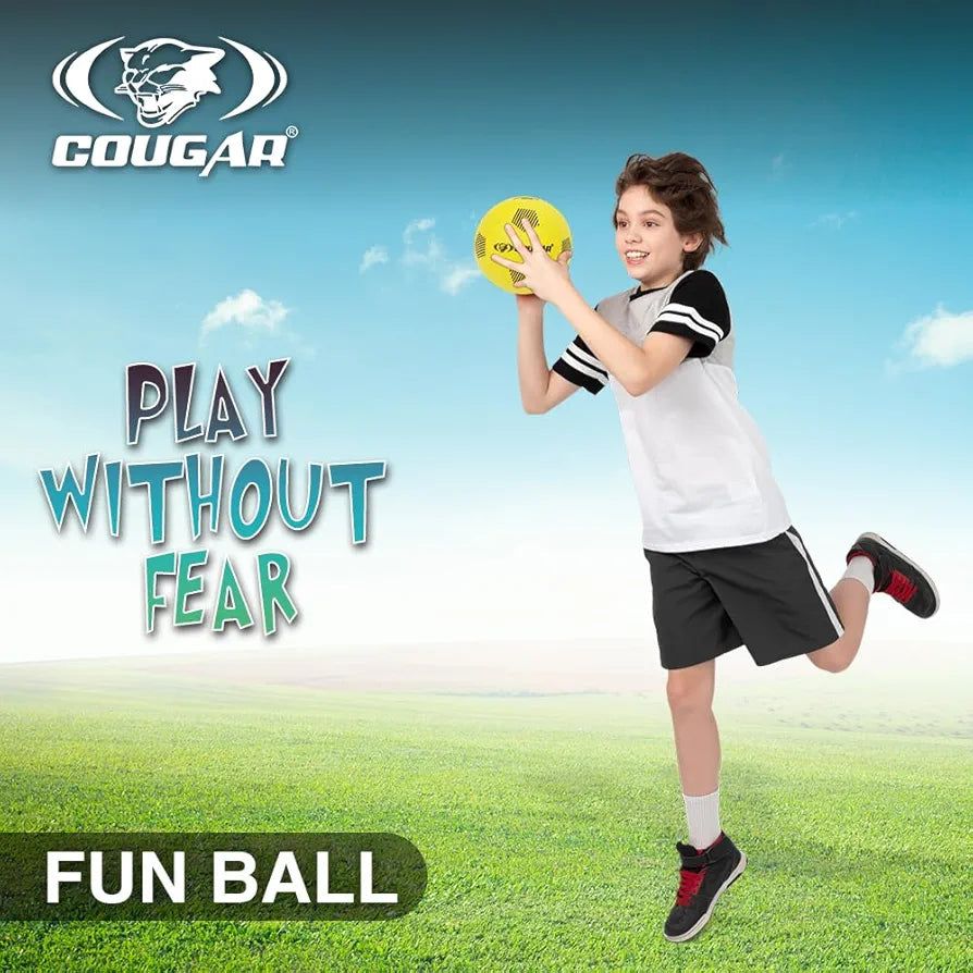 COUGAR Fun Ball for Indoor Play | Lightweight PVC Football with Thick Material and Long Air Retention | No Bladder Training Ball for Kids Size 1 and Recreational Use