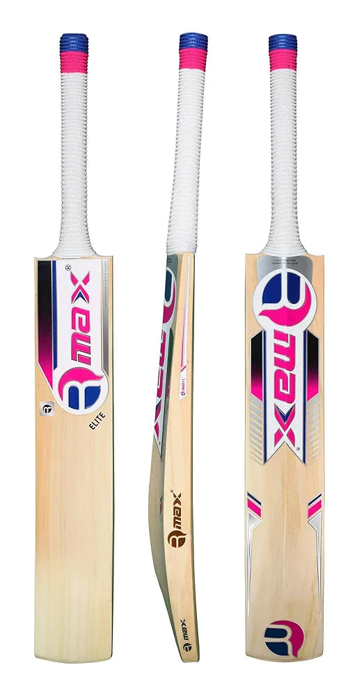 RMax Kashmir Willow Elite Leather Ball Cricket Bat with Bat Cover