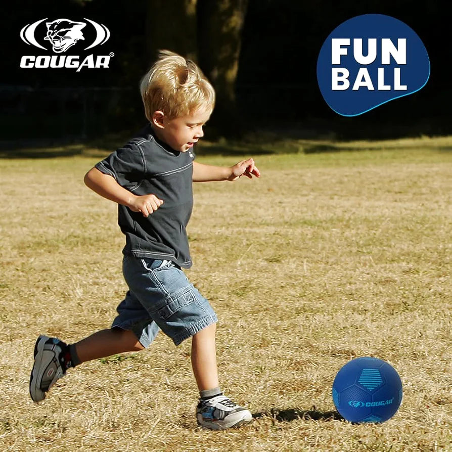 COUGAR Fun Ball for Indoor Play | Lightweight PVC Football with Thick Material and Long Air Retention | No Bladder Training Ball for Kids Size 1 and Recreational Use