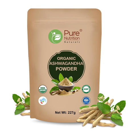 Organic Ashwagandha Powder - 227g | 100% Pure and Natural | Supports Stress Relief, Vitality, and Overall Wellness