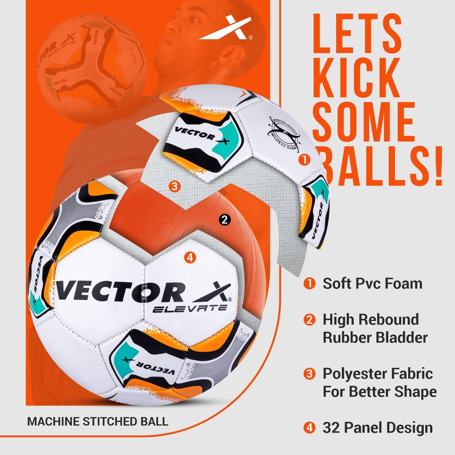 Vector X Elevate PVC Machine Stitched Football With Pump - Size: 5 (Pack of 1)